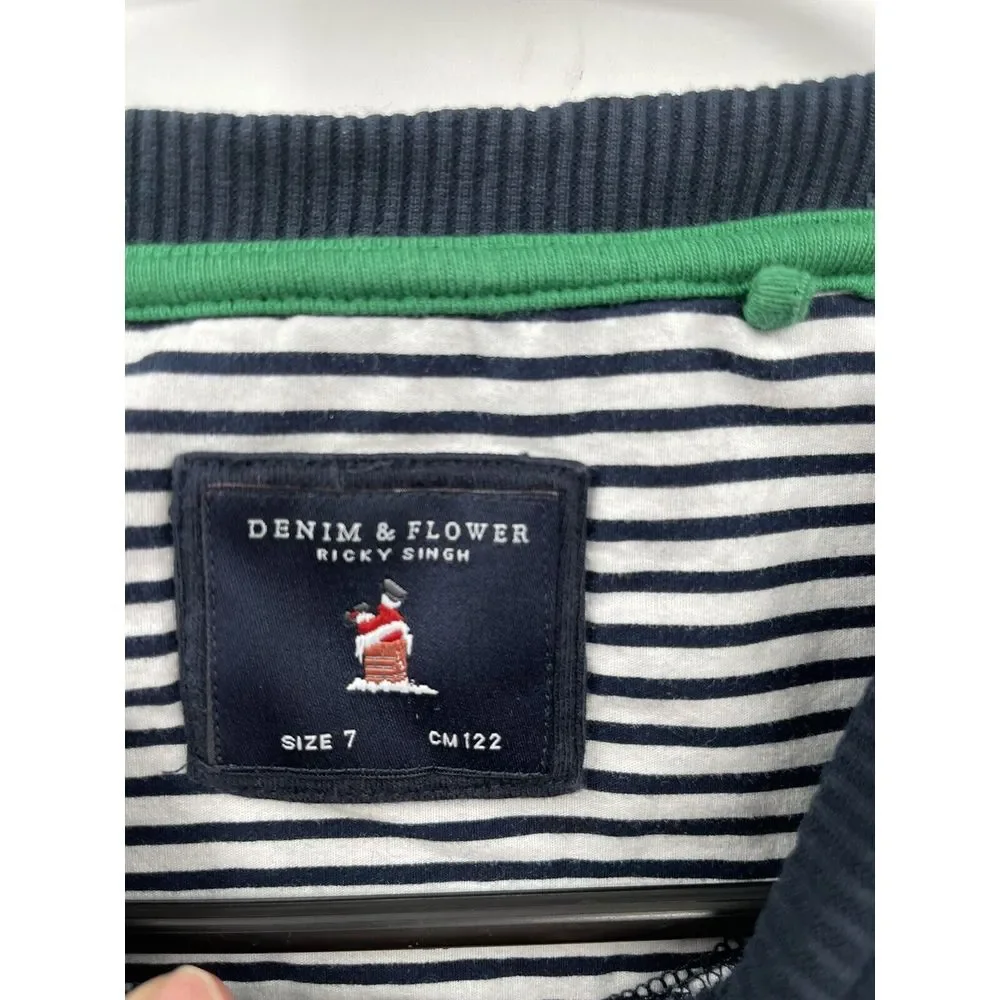 Denim & Flower Size 7 Sweatshirt Kids‎ Navy Blue Merry & Bright Teddy Bear
